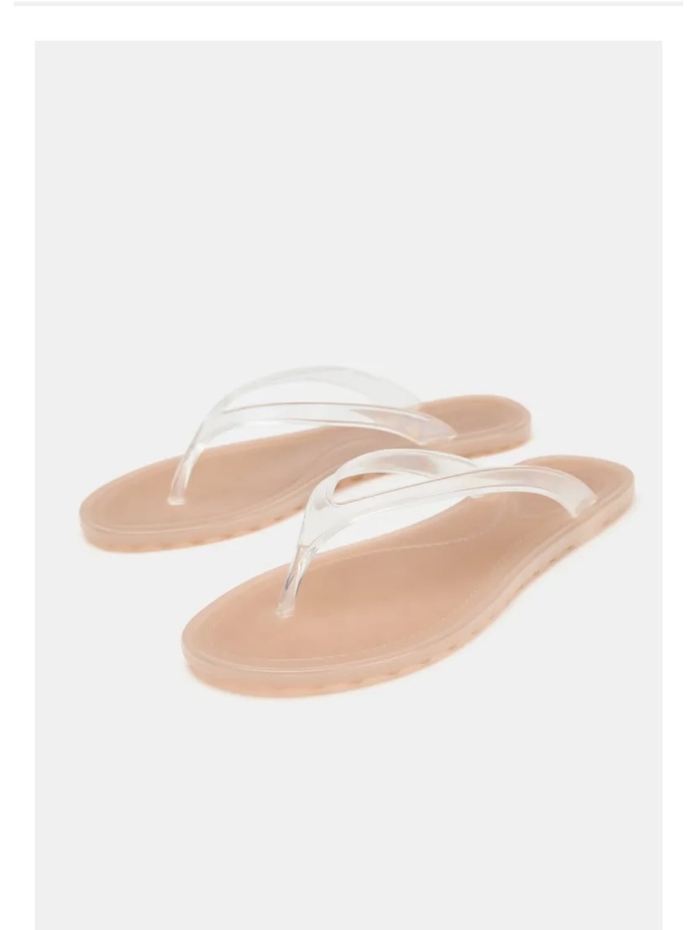 Zara Nude Footbed Clear-Strap Flip Flop Sandals